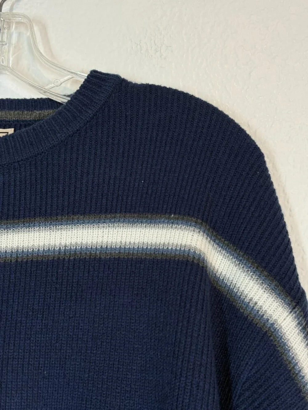 Vintage Arizona Crewneck Sweater XL Blue Striped Rib Knit Y2K Grunge Skater